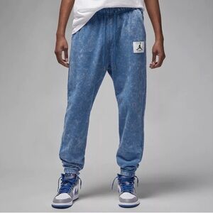 Nike Jordan Essential Statement Washed Fleece Pants Blue Sz Small Standard Fit